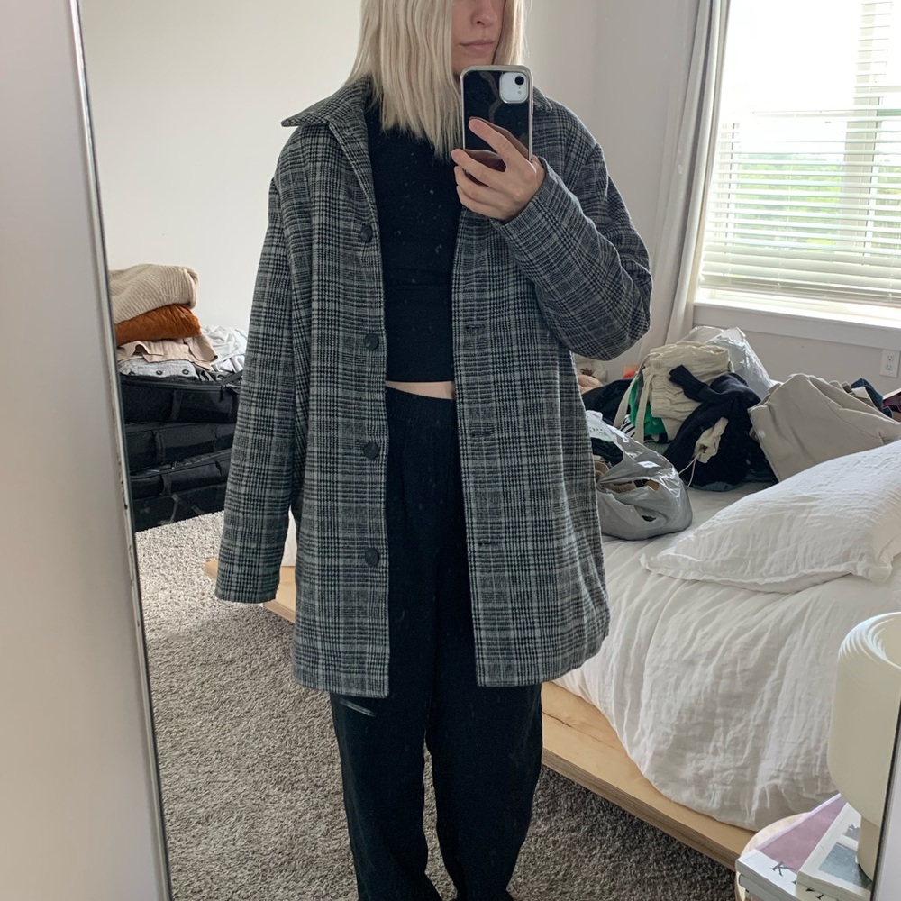 Gray Plaid Oak + Fort Coat